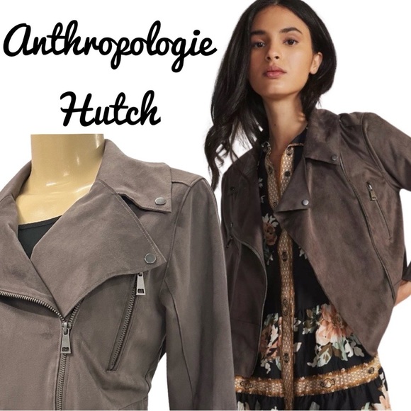 NWT $170 Anthropologie Hutch Faux Suede Jacket in Dark Grey - Picture 1 of 12